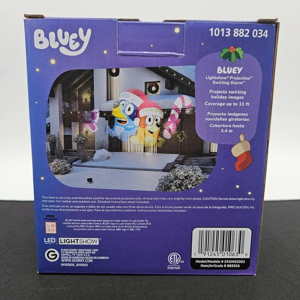 Bluey Bingo‎ Lightshow Projection Swirling Storm Holiday Christmas Projector